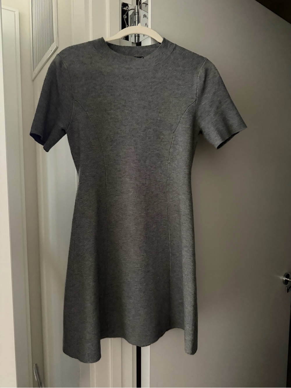 Mango Charcoal Short-Sleeve A-Line Mini Dress